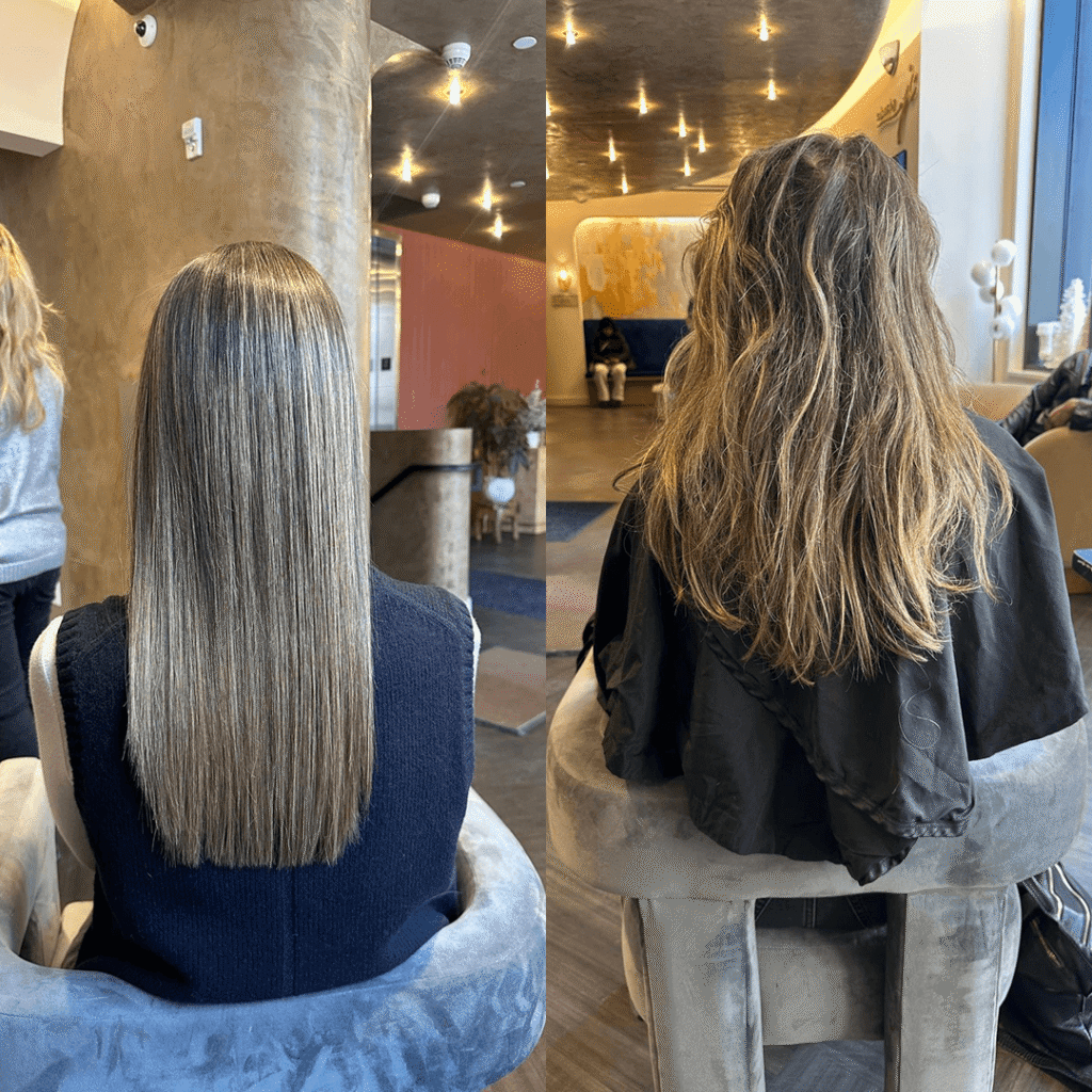 Before and after Onyx keratin treatment result
