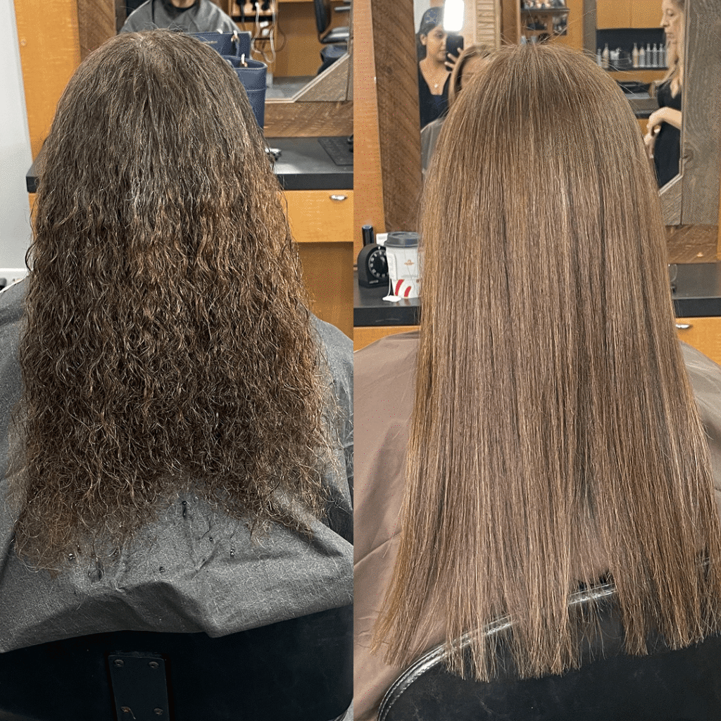 Before and after Onyx keratin treatment result