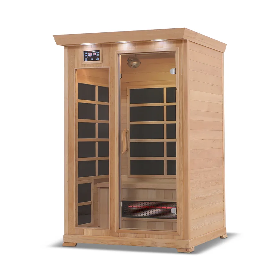 Front view of the HealthSmart 2-person infrared sauna